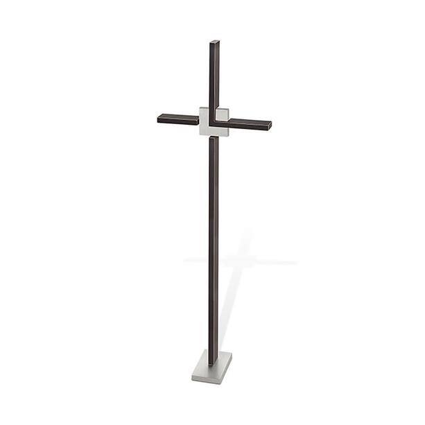 Stilvolles Kreuz mit Plinthe aus Bronze und Edelstahl - Kreuz Lukan