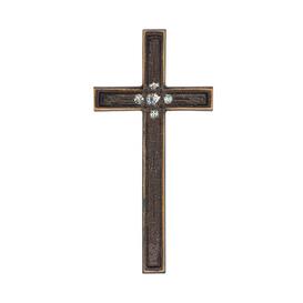 Kleines Kreuz Bronze/Alu mit hellen Swarovskisteinen -...