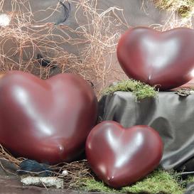 Rot schattierte Haustierurne in Herzform aus Keramik -...