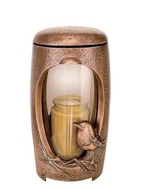 Bronze Grablicht mit Vogel / dunkelbraun - Amata