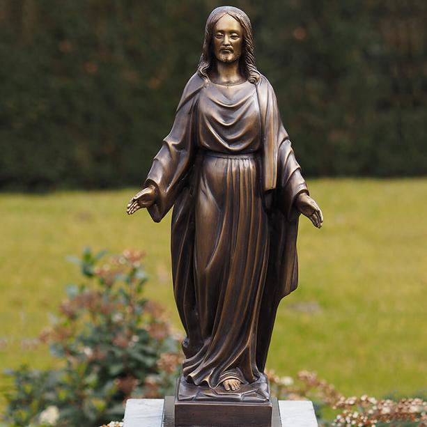 Grabskulptur Jesus aus Bronze mit offenen Armen - Jesus Tomre