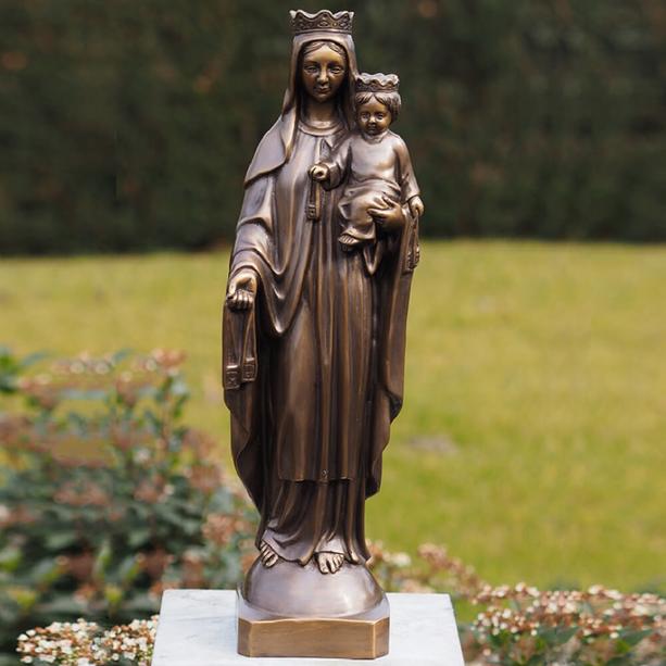 Bronzeskulptur stehende Maria mit Kind und Krone - Madonna Tiura