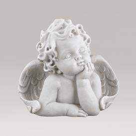 Träumende Engelsbüste Grabfigur aus Marmorguss - Davide