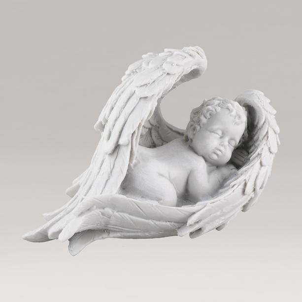 Engelsfigur liegend in großen Flügeln aus Marmorguss - Francesca