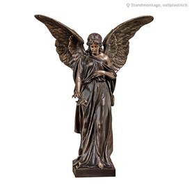 Stilvoller Engel mit detaillierter Rose Statue aus Metall...