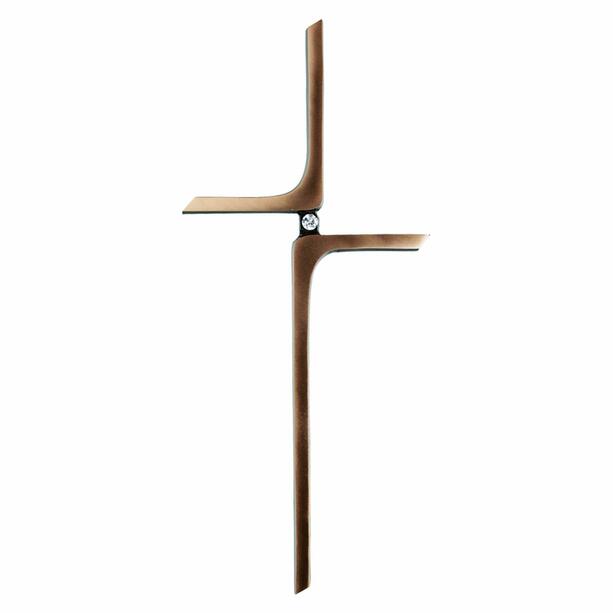 Stilvolles Kreuz aus Metall im modernen Design mit Kristall  zur Wandmontage - Alinka