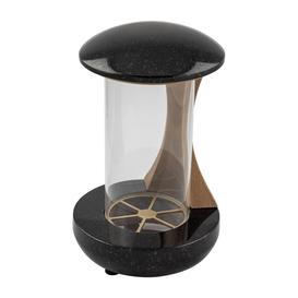 Au�ergew�hnliches Grablicht aus Naturstein mit Metall Details - Milena / 24x14cm (HxDm)