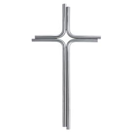 Modernes Edelstahlkreuz zur Wandmontage aus Rundstahl  - Adam / ohne Kristall / 50cm
