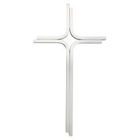 Stilvolles Wandkreuz f�r Grabgestaltung aus Edelstahl - Vierkant - Corell / ohne Kristall / 40cm