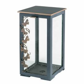 Sch�ne Grab Laterne mit Schmetterlingen aus Metall - Danilo / 22cm / Bronze