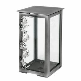 Sch�ne Grab Laterne mit Schmetterlingen aus Metall - Danilo / 22cm / Aluminium