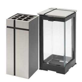 Moderne Grabgarnitur mit ausgefr�stem Detail aus Metall zur Grabmal Dekoration - Kriz / Grablaterne und Grabvase / Aluminium