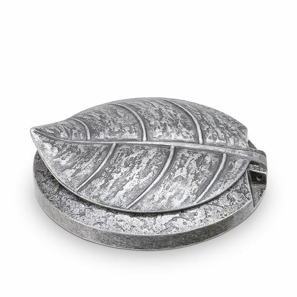Hochwertiger Metall Vasenring mit Vogelfigur und Blatt im Deckel - Ilia