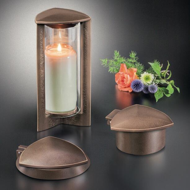 Moderner Vasenring aus Metall mit Deckel und Blumenverteiler - Amadea