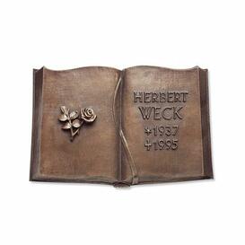 Aufgeschlagenes Buch aus Bronze mit individueller Schrift...