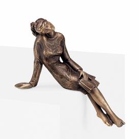 Sitzendes Mädchen mit Buch - Grabfigur aus Bronze oder...