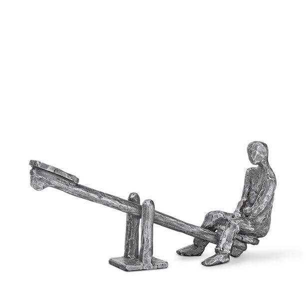 Bewegliche Wippe aus Bronze oder Aluminium mit trauernder Figur - Solus