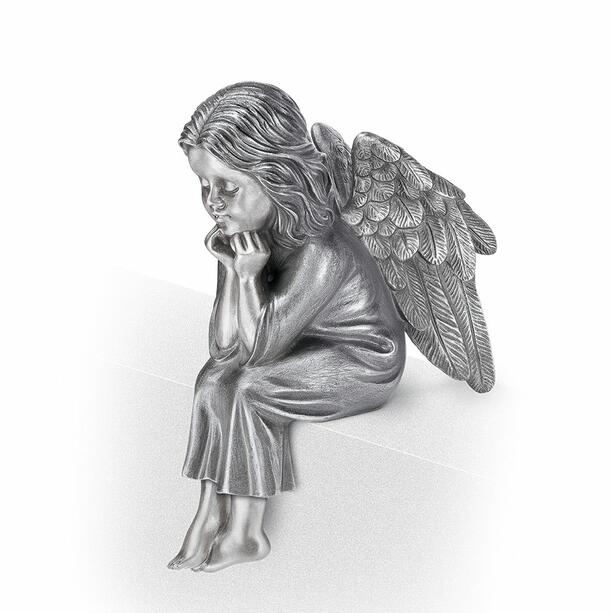 Sitzende Engel Grabfigur aus Bronze oder Aluminium als Grabdekoration - Sedena