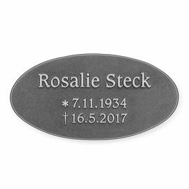 Ovale Aluminium Schrifttafel mit pers�nlicher Gestaltung - Domino / Aluminium grau