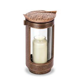 Kunstvolle Grablaterne mit Blattmotiv aus Bronze - Natalis / Bronze braun