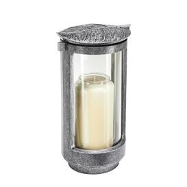 Aluminium Grableuchte mit Blatt f�r die Friedhofsgestaltung - Nona / Aluminium grau