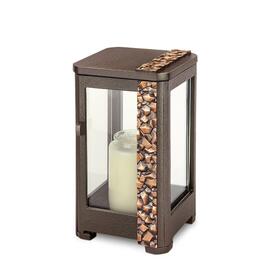 Moderne Grablaterne aus Metall mit Kristall Verzierung - Manda / Bronze dunkelbraun / 20cm