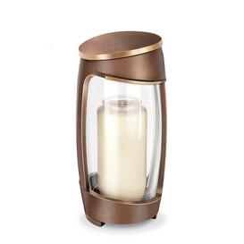 Hochwertige Metall Grablaterne f�r die Grabst�tte - rund - Rufina / Bronze braun / 21,5x11x10cm (HxBxT)