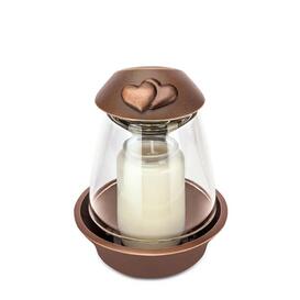 Stilvolle Grablampe aus Metall mit Doppelherz - Corda / Bronze braun