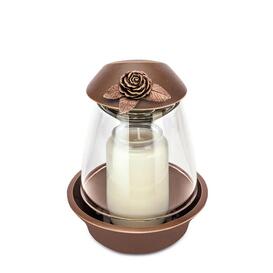 W�rdevolle Grab Laterne aus Aluminium oder Bronze mit Rose - Florere / Bronze braun