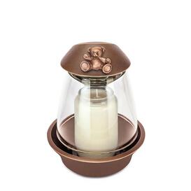 Runde Metall Laterne f�r das Kindergrab mit Teddy B�r - Urisa / Bronze braun