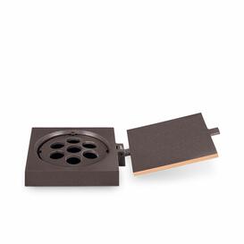 Rechteckiger Metall Vasenring mit Blumenverteiler und Deckel - Materna / Bronze