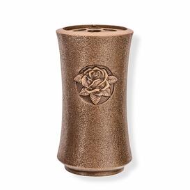 Klassische Friedhofsvase mit Rose f�r die Grabgestaltung - Ellen / Bronze braun