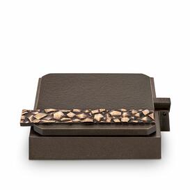 Eckiger Vasenring aus Aluminium oder Bronze mit Kristallornament - Coadi / Bronze