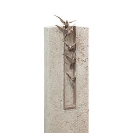 Urnengrabstein aus Kalkstein mit Bronzeornament Motiv...