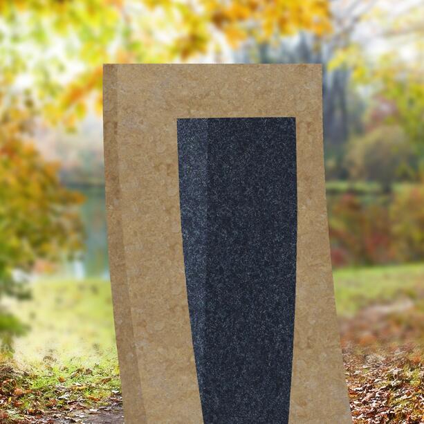 Moderner Urnengrab-Grabstein als Plastik in Kalkstein & Granit - Ritomo Deus