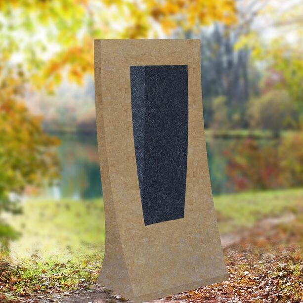 Moderner Einzelgrab-Grabstein als Plastik in Kalkstein & Granit - Ritomo Deus