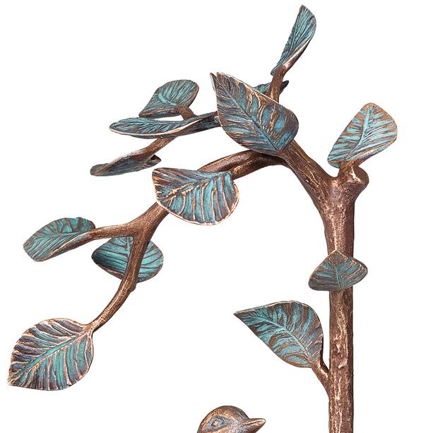 Zweiteiliger Urnengrabstein mit Lebensbaum & Vogel aus Bronze - Ramo Oris
