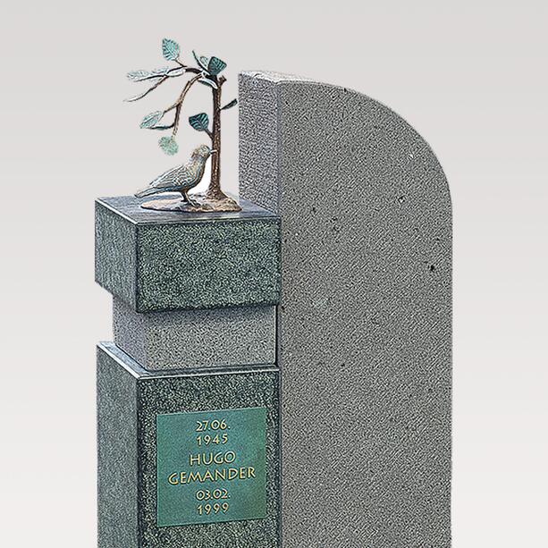 Zweiteiliger Einzelgrabstein mit Lebensbaum & Vogel aus Bronze - Ramo Oris