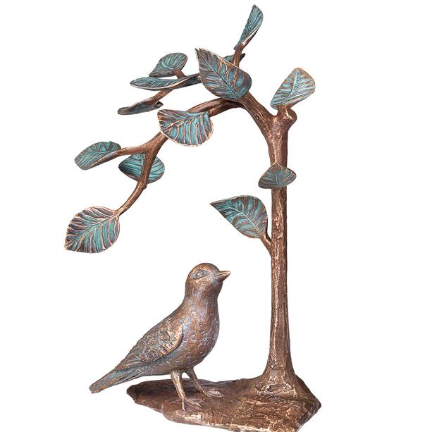 Zweiteiliger Doppelgrabstein mit Lebensbaum & Vogel aus Bronze - Ramo Oris