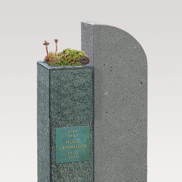 Modernes zweiteiliges Urnengrabmal mit pflegleichter Bepflanzung - Ramo Flora