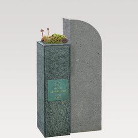 Modernes zweiteiliges Urnengrabmal mit pflegleichter...