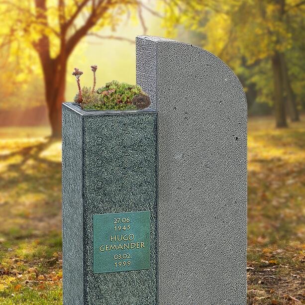 Modernes zweiteiliges Kindergrabmal mit pflegleichter Bepflanzung - Ramo Flora