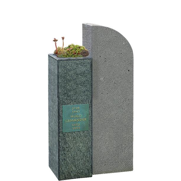 Modernes zweiteiliges Kindergrabmal mit pflegleichter Bepflanzung - Ramo Flora