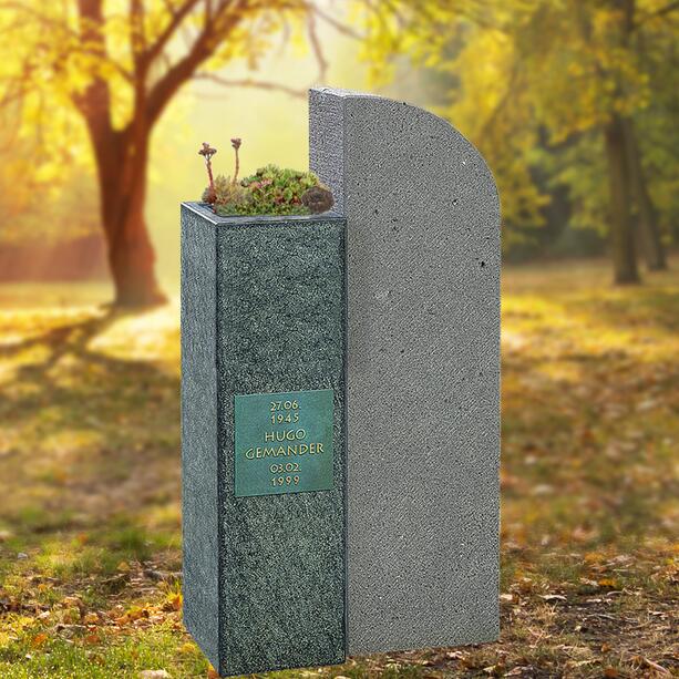 Modernes zweiteiliges Doppelgrabmal mit pflegleichter Bepflanzung - Ramo Flora