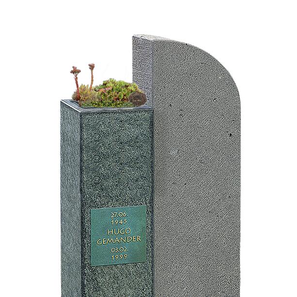 Modernes zweiteiliges Doppelgrabmal mit pflegleichter Bepflanzung - Ramo Flora