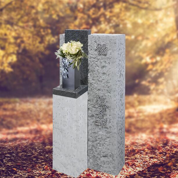 Modernes Kalkstein-Grabmal für ein Urnengrab mit Bronze Grabvase - Caserta Vantaggio
