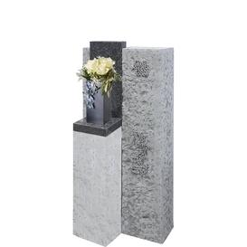 Modernes Kalkstein-Grabmal für ein Urnengrab mit Bronze...