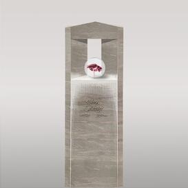 Urnengrab Grabstein aus Kalkstein mit Glas Kugel & Blume...