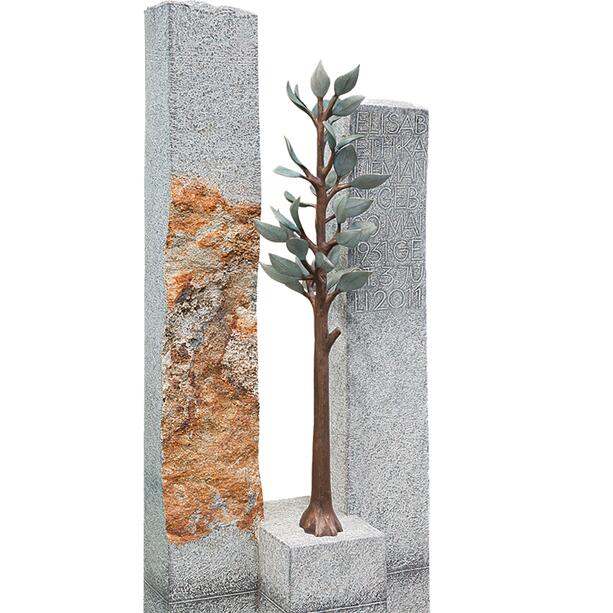 Einzelgrab Grabstein Kombination mit Lebensbaum aus Bronze - Corentine