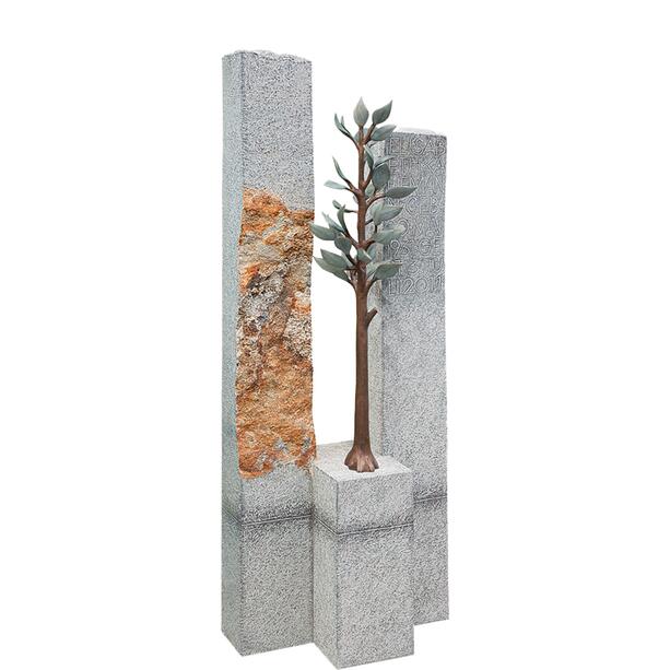 Doppelgrab Grabstein Kombination mit Lebensbaum aus Bronze - Corentine